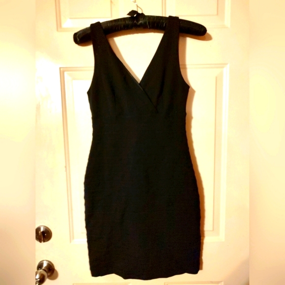 🖤 Fabulous Vintage PinUp Black Low Stitch Cross Panel Cocktail Dress - S - Picture 9 of 12